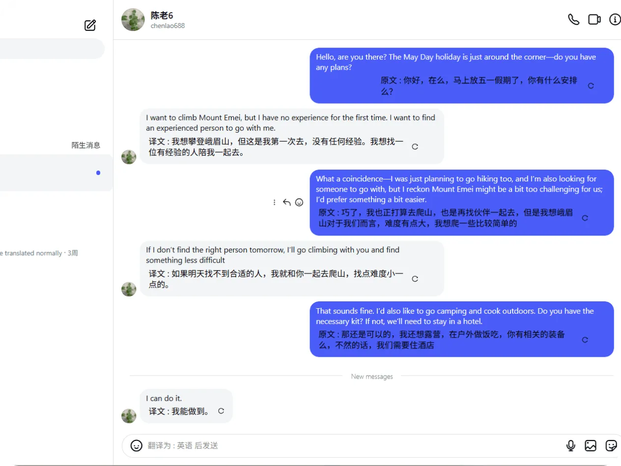 Instagram DM 私信评论双向翻译